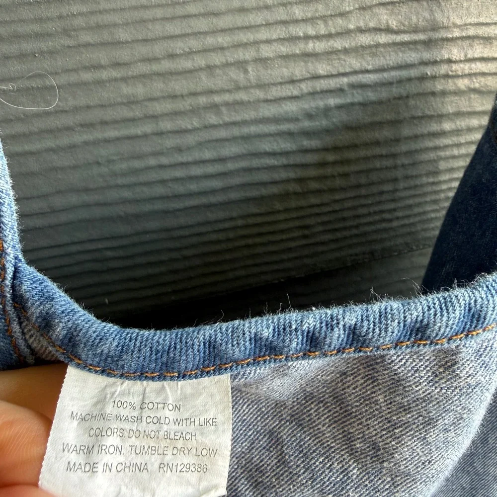 Vintage Blue Denim Bib Apron 100% Cotton 3 Pockets Gardening Crafting Kitchen